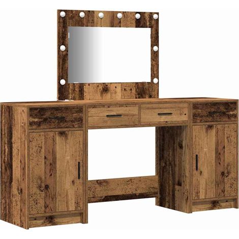 Maison Exclusive - Schminktisch mit Spiegelbeleuchtung 3 pcs Brau