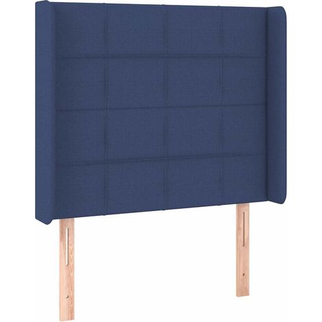 Testiera Testata del letto ad Orecchio Blu 93x16x118/128 cm in Tessuto (1/4)