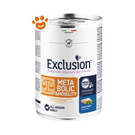 Exclusion Dog Diet Metabolic &amp Mobility Maiale e Fibre  - Exclusion Dog Diet Metabolic &amp Mobility Maiale e Fibre - Lattina Da 200 Gr (1/2)