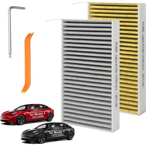 Lot de 2 filtres d'habitacle à charbon actif compatibles avec Model 3 (2017-2025) (1/5)