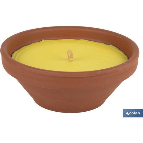 Bougie parfumée à la citronnelle 300 g en pot en terre cuite, durée de combustion : 20 heures (1/4)