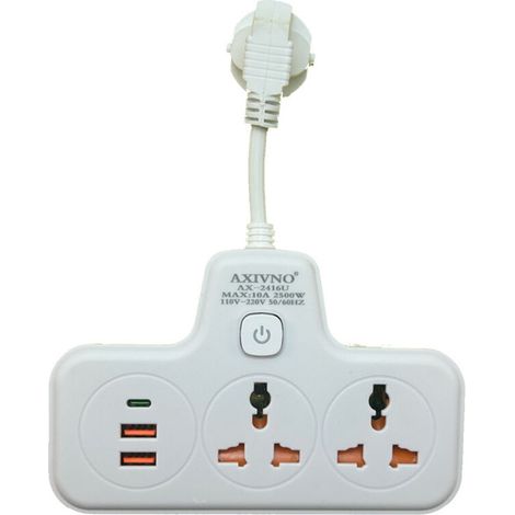 Multiprise universelle avec interrupteur indépendant, version de chargement USB + type-c - prise standard européenne (blanc) (1/2)
