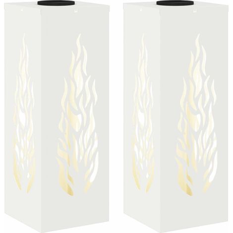 Set di 2 lampade da terra solari per vialetto dal design moderno per esterni 18 x 18 x 50 cm in acciaio bianco 020052609