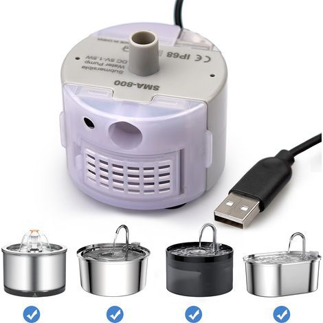 Pompe de Rechange Pour Fontaine à Eau Chat - En Acier Inoxydable, Ultra Silencieuse, Avec LED USB (Pompe-A) (1/5)