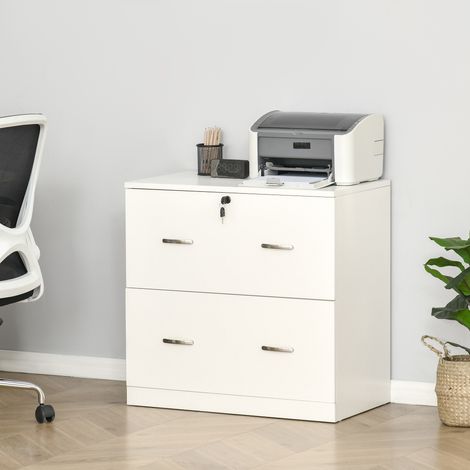 Mobile archivio Vinsetto con 2 cassetti per cartelle sospese, serratura e 2 chiavi, 77x42x72 cm, bianco.