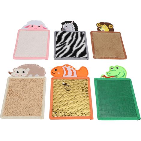 Lot de 6 petits tapis sensoriels pour enfants, textures variées, bords enveloppés, lavables, multifonctionnels, pour l'autisme, à utiliser à la maison ou en classe. (1/5)