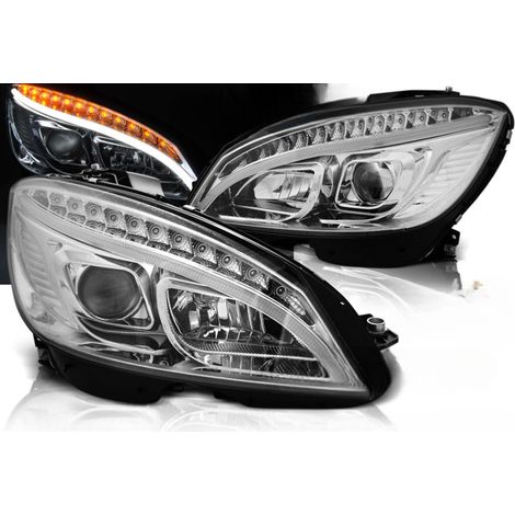 Paire de Phares Mercedes W204 de 2007 a 2010 LED LTI Dynamique chrome-30617101 (1/4)