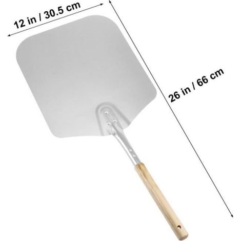 1 Pelle à pizza, Aluminium, 66 cm, Poignée en bois, Argent et bois, Pour four à pain et pâtisserie (1/4)
