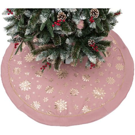 Sollbry Jupe de Sapin de Noël Rond, Arbre de Noël Tapis de Sapin Décoration dArbre de Noël Couvre Pied pour Les Décorations de la Maison de Vacances (120cm,Rose) (1/4)