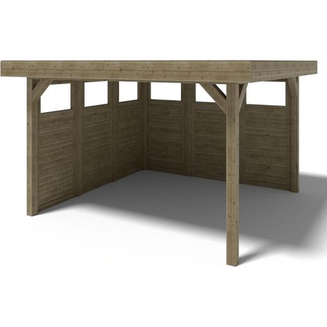 Gazebo da giardino in legno pergola 4.04x4.04 m con pannell - Impregnata - ALT135 (1/5)