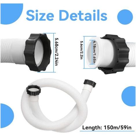 Lot de 2 tuyaux de piscine de 38 mm, 1,5 m pour pompe à sable et système de sel dans la pompe de filtration intensive (1/3)