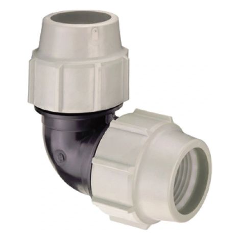 Raccordo curvo intermedio a compressione femmina femmina in polipropilene serie 7050 bianco e nero plasson Ø50 pn16 PLASSON