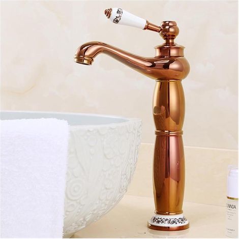 Mitigeur lavabo noir et or antique, robinet eau chaude froide design élégant, mélangeur salle de bain et cuisine style vintage moderne (1/5)