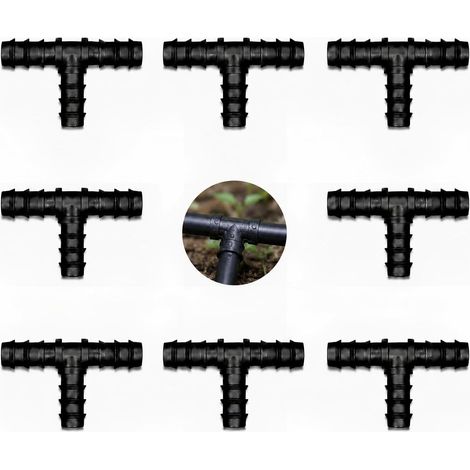 8 Pièces Raccords pour Système D'irrigation Goutte à Goutte Tubes 16PE, Raccords de Tuyau en Tés, pour Systèmes D'irrigation de Jardin, Serres, Potagers et Massifs de Fleurs (Tés) (1/5)