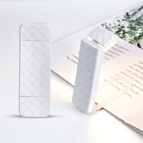 Lámpara de lectura con clip para libros: brazo ajustable, cabezal giratorio de 320°, 5 niveles de brillo ajustables, 3 colores de luz. (1/5)