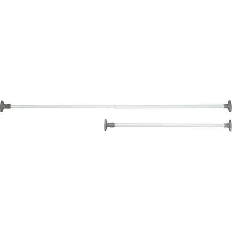 pair Barre porte vêtements télescopique supplémentaires HERKULES 80-145cm , tringle à vêtement extensible, dressing sur mesure, acier blanc, 8x80-145x4,5cm (1/4)