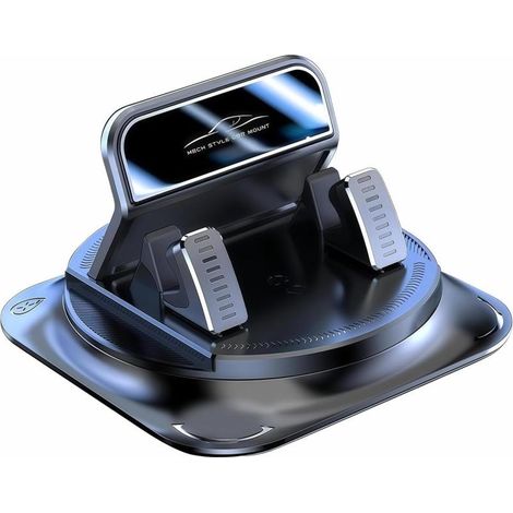 Support de téléphone pour voiture - Rotation à 360° - Antidérapant - Convient à la plupart des voitures, SUV et camions, noir (1/5)