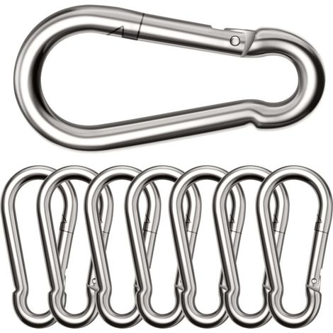 Lot de 8 Grands mousquetons,Φ880 mm,Mousqueton Charge maximale de 300 kg, ne rouillent Pas, Galvanisés,Résistants. pour Sac à Dos, Laisse pour Chien,hamacs, Camping, pêche, auvents etc
