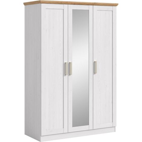 Florenz armoire de rangement 2 portes, 1 porte miroir pin sibérien décor.