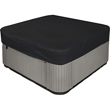 Housse de Spa Carrée 96x96x12 Pouces, Protection Imperméable en Oxford Renforcé, Anti-Poussière et Anti-UV, Couvercle de Jacuzzi Résistant aux Intempéries, Noir Taille Unique (1/5)