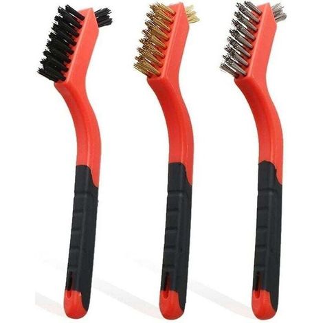 Lot de 3 Brosses Métalliques Brosse en Laiton Nylon Acier Inoxydable Brosse à Gratter avec Poignée Courbée pour Nettoyer Rouille,115g (1/3)