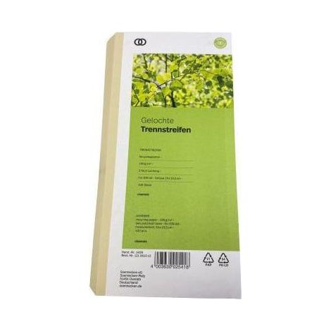 SOENNECKEN Trennstreifen Soennecken oeco 24 x 10,5 cm (B x H) 190g/m² Recyclingkarton chamois 100St./Pack. (1/4)