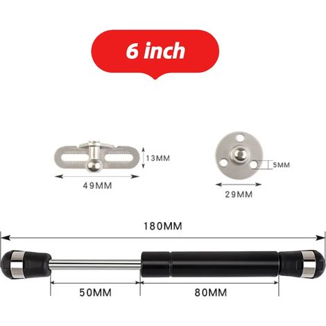 (6 po Noir - 2 pièces) Vérins à gaz 100 N pour charnières de placard, support de levage à noyau en cuivre pour portes de placard de cuisine, barre de support hydraulique pour la maison (1/5)