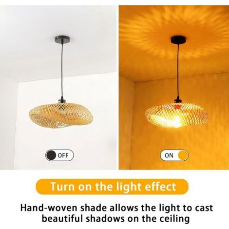 Plafonnier - 40 Cm - Suspension Rotin - E27 - Compatible Led (1/4)