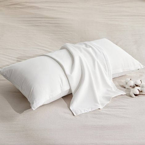 Taie Oreiller 50x70 Coton - Lot 2 Blanc, Fermeture Éclair (1/5)