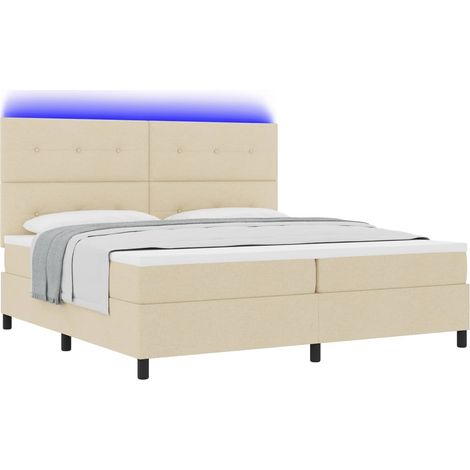 Maison Exclusive - Letto a molle con strisce LED Crema 200 x 200 cm Tessuto (1/5)