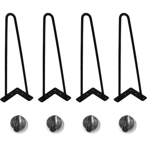 Pieds de table en acier avec support simple (40 cm (16 pouces), 4pcs + vis du coussinet 1 jeu) (1/4)