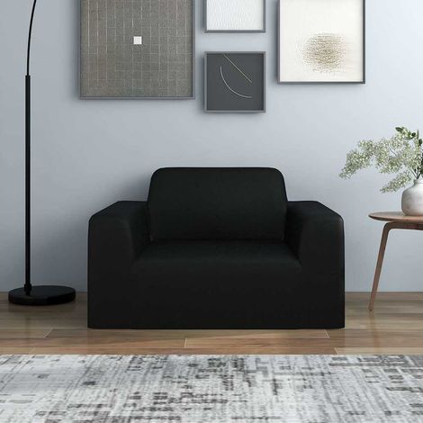 Housse extensible de canapé Noir Jersey de polyester (1/5)