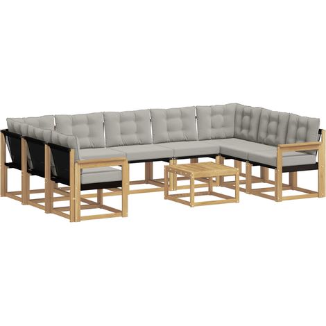 Set di divani da esterno 10 pcs Bianco e Grigio Chiaro vidaXL