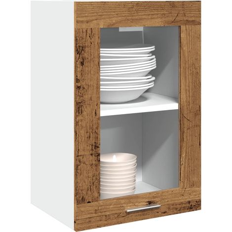 Hängeschrank Lyon Glas Altholz-Optik 40x31x60 cm Holzwerkstoff