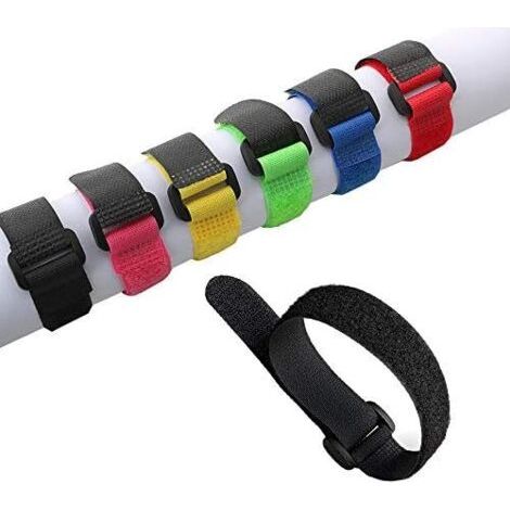 30 Pièces 20 cm Sangles de Câble Coloré, Attaches Réutilisables, Serre-Câbles, Fixation à Crochet et Boucle, pour La Gestion des Câbles (6 Couleurs) - (1/4)