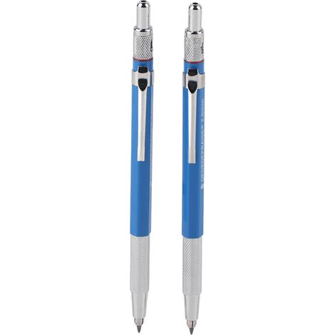 Lot de 2 porte-mines mécaniques en métal de haute qualité, mine de 2 mm, pour dessin, conception, correction et écriture.