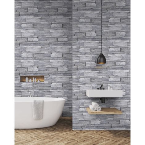 Papier peint intissé mur d'ardoises vinyle grainé 1005 x 52cm – Résistant à la lumière – Application directe sur mur – Entretien facile – Superfresco Easy (1/5)