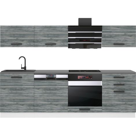 Belini Cuisine Equipee Complete Linda Muebles de Cuisine Complets - 240 cm. Cuisine Complete sans Plan de Travail, chêne Glamour (1/4)