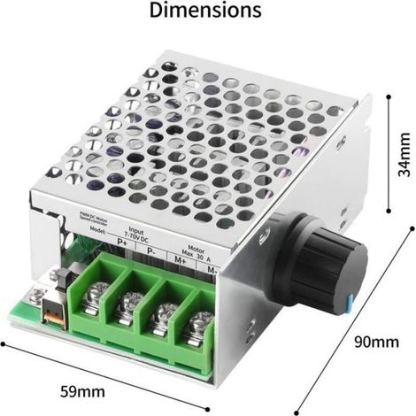 Contrôleur de vitesse pour moteur CC - - Plage de tension 7-70V - Fusible 30A - Alimentation 12V 24V 36V 48V (1/4)