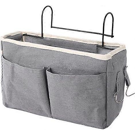 KLVGTIFS PU - Sac de chevet multifonctionnel à suspendre, panier de rangement en tissu pour chambre d'étudiante, sac de rangement pour magazines et livres, sac de rangement pour la chambre (1/5)