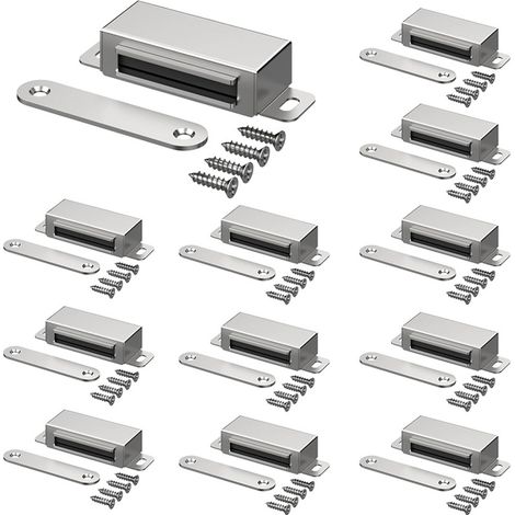 Chiusure magnetiche per mobili, chiusure per porte da cucina, bagno, spogliatoio, chiusure per armadi, chiusure per cassetti (argento, confezione da 10)