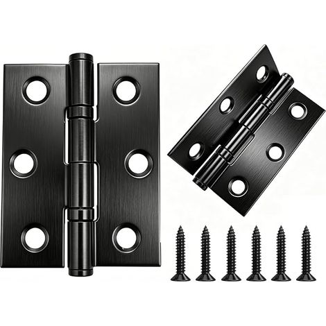 HAISHANG 6 Pièces 50x39mm Charnières de Porte Meuble Noir avec Vis Charnière Inox A2 V2A 304 Acier Inoxydable Paumelles Charnière Connecteurs pour Piano Meubles Armoire Porte Tiroir (1/5)