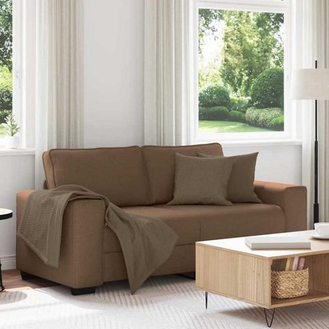 Modernes Sofa 140 cm Braun Stoff mit tiefen Sitzen und breiten Armlehnen (1/5)