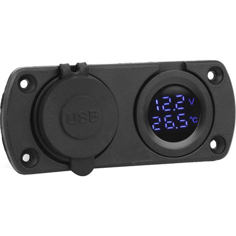 12-V-Zigarettenanzünderbuchse mit zwei USB-Anschlüssen und Voltmeter – Blau (1/5)