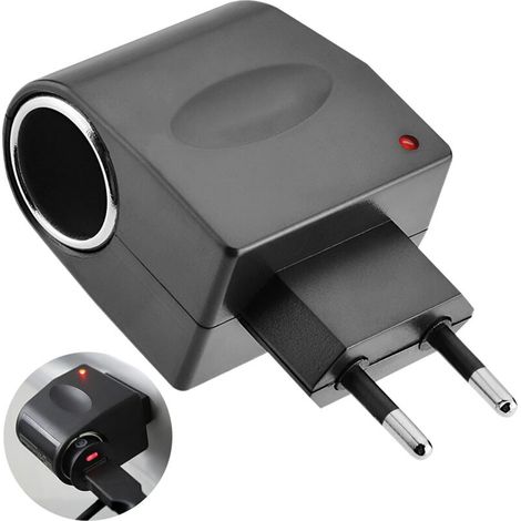 220V vers 12V Adaptateur Allume Cigares Secteur pour Voiture, Convertisseur Prise Courant Murale Chargeur Allume Convertisseur de Tension d'alimentation CA à CC EU Plug