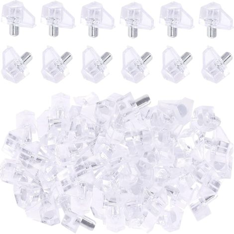 120pcs 5mm transparent étagère goupille, en plastique transparent cabinet support goupille support de livre étagère goupille meuble stand Entertainment Center (1/5)