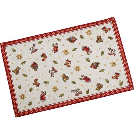 Set de Table Jouets Rouge et Blanc, Gobelin, Article de Noël, Décoration Noël Table, Coton, Polyester (1/3)