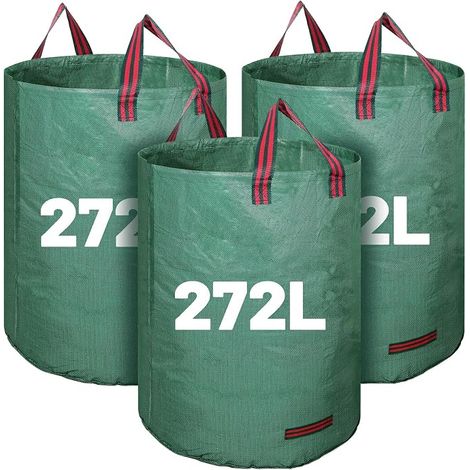 Bolsas de residuos de jardín con asas, bolsas de residuos de jardín, bolsas verdes de residuos de jardín para césped, hojas y restos (1/5)
