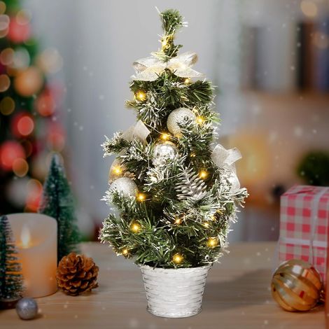 Mini sapin de Noël, petit sapin de Noël avec éclairage, petit sapin de Noël décoré, petit sapin de Noël LED, sapin de Noël artificiel pour table de Noël pour décoration de Noël Avent (1/4)