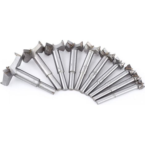 Akozon Juego de 10 brocas para madera de 14-50 mm, fresas de carburo para madera/brocas para madera/kit de herramientas de corte para taladrar bisagras de madera